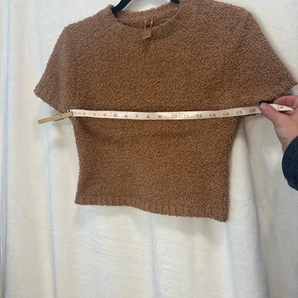 SKIMS Cozy Collection Cottagecore Brown Textured Crop Top - Picture 6 of 8